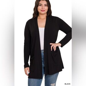Zenana SLOUCHY POCKET OPEN CARDIGAN